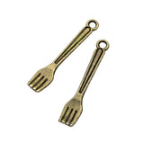 200pcs Antique Bronze Fork Charms Pendant 25x5mm