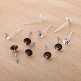 200pcs Bronze Earring Post Base 5mm Circle Caps DIY Studs Findings