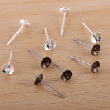 200pcs Bronze Earring Post Base 5mm Circle Caps DIY Studs Findings