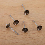 200pcs Bronze Earring Post Base 5mm Circle Caps DIY Studs Findings