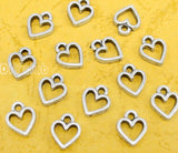 200pcs Tibetan Silver 2 Sided Heart Charms Pendant 11x8mm