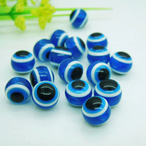 200pcs Evil Eye Stripe Round Resin Spacer Beads 8mm