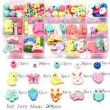 200pcs Cartoon Animal Wood Bead Set for DIY Necklace Bracelet