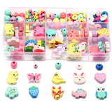 200pcs Cartoon Animal Wood Bead Set for DIY Necklace Bracelet