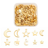 200pcs Golden Sky Theme Stainless Steel Charms for DIY Jewelry Making