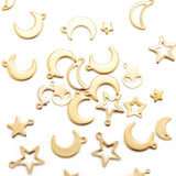 200pcs Golden Sky Theme Stainless Steel Charms for DIY Jewelry Making