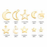 200pcs Golden Sky Theme Stainless Steel Charms for DIY Jewelry Making