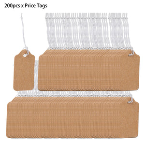 200pcs Brown Paper Hanging Cards Pendant Labels With String