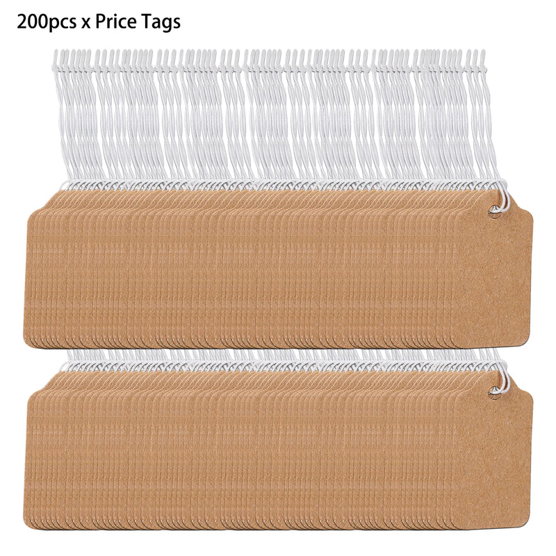 200pcs Brown Paper Hanging Cards Pendant Labels With String