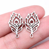 200pcs Peacock Feather Charms DIY Jewelry Findings Antique Silver Alloy Charms