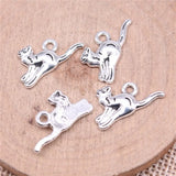 200pcs Cat Charms DIY Jewelry Findings Antique Silver Alloy Charms