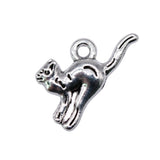 200pcs Cat Charms DIY Jewelry Findings Antique Silver Alloy Charms