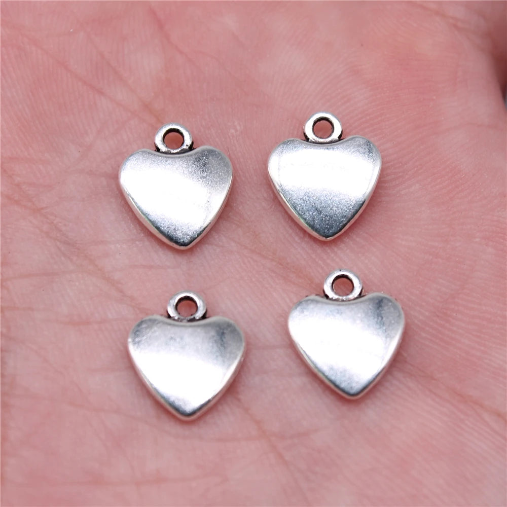 200pcs Heart Charms 11x10mm KC Silver Bronze Jewelry Making