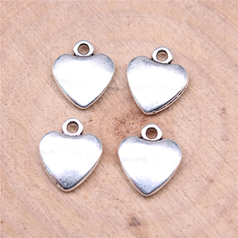 200pcs Heart Charms 11x10mm KC Silver Bronze Jewelry Making