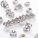200pcs 316 Stainless Steel Spacer Beads with Rhinestone 6x3mm