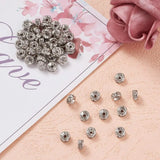 200pcs 316 Stainless Steel Spacer Beads with Rhinestone 6x3mm
