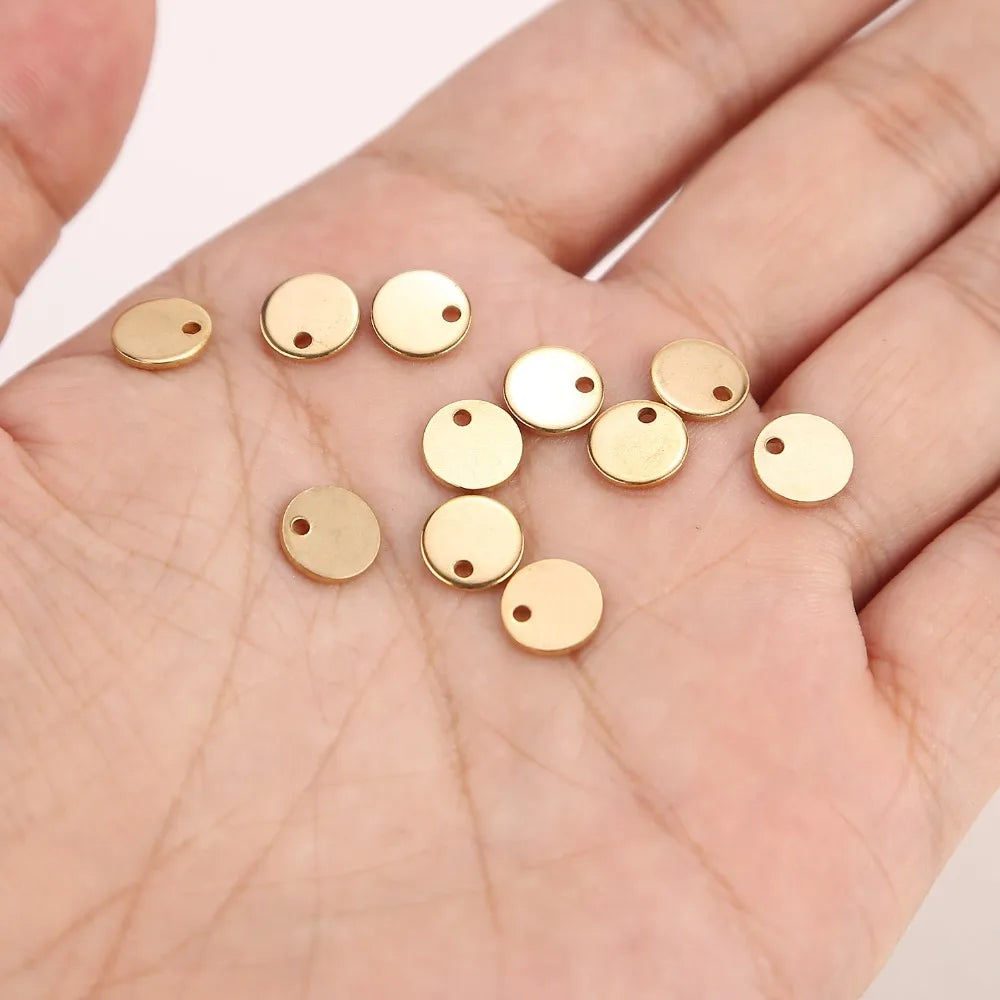 200pcs Stainless Steel Flat Round Circle Blank Coin Charms
