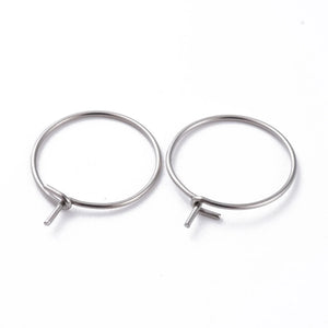 200pcs Stainless Steel Big Hoop Earring Wine Glass Charms Rings