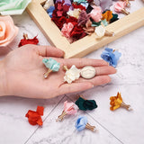 200pcs Flower Pendant Iron Finding Cloth and ABS Plastic Pearl