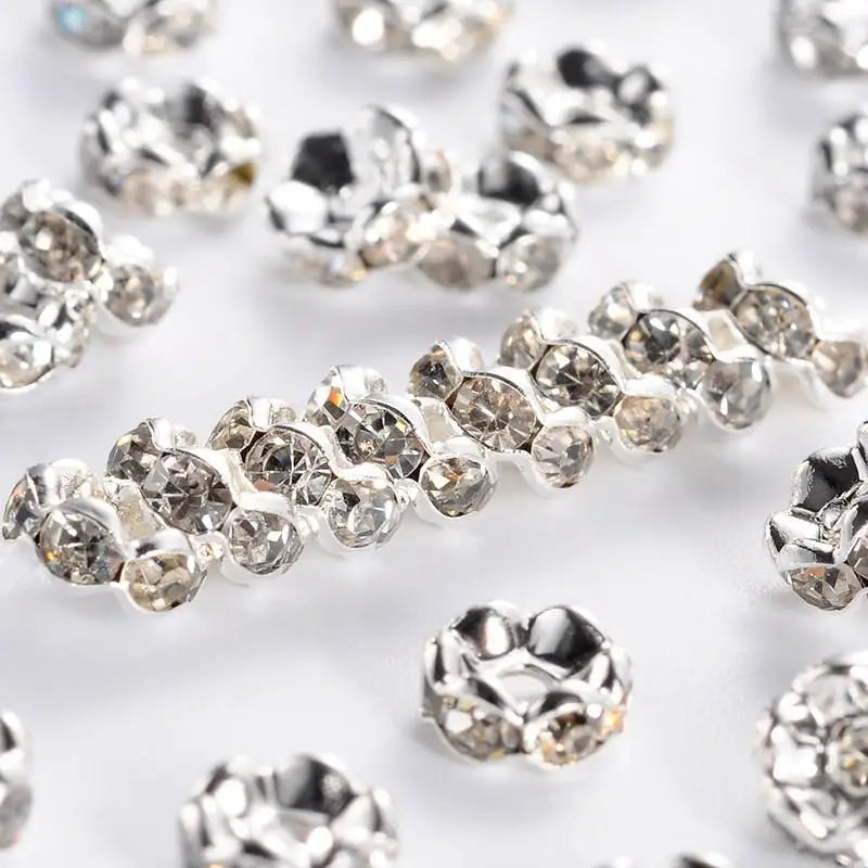 200pcs Wavy Lace Rhinestone Spacer Beads 6x3mm