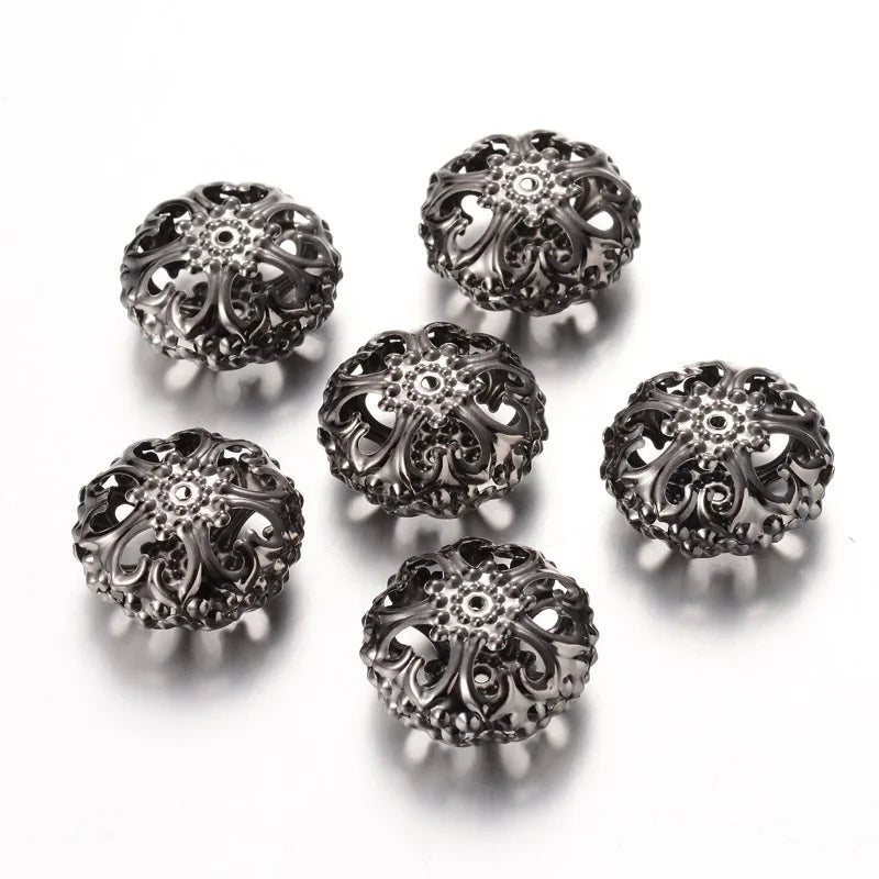 200pcs Mixed Iron Filigree Hollow Beads 23x12.5mm DIY Jewelry Finding