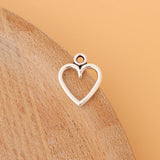 200pcs Tibetan Silver Heart Charms Pendants Open Double Sided for Jewelry Making