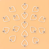 200pcs Tibetan Silver Heart Charms Pendants Open Double Sided for Jewelry Making