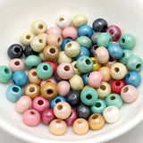 200pcs 8mm Luster Wood Beads for DIY Craft Jewelry Making Party