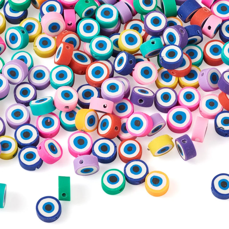 200pcs Eye Round Polymer Clay Beads for Jewelry Making