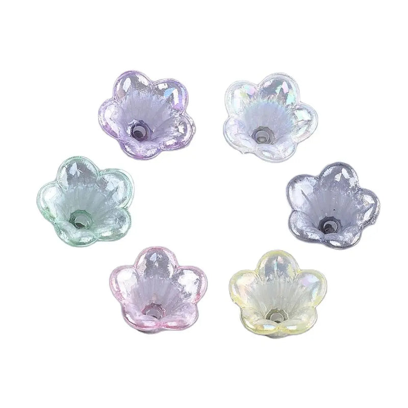 200pcs Mixed Acrylic Flower Bead Caps for Jewelry Making DIY