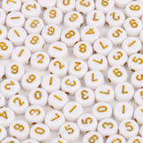 200pcs Mixed Acrylic Letter Beads Round Flat Number for DIY Jewelry Making