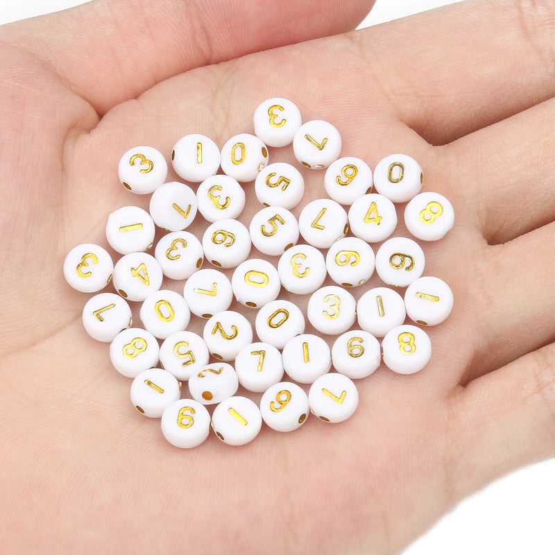 200pcs Mixed Acrylic Letter Beads Round Flat Number for DIY Jewelry Making