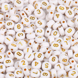 200pcs Mixed Acrylic Letter Beads Round Flat Number for DIY Jewelry Making