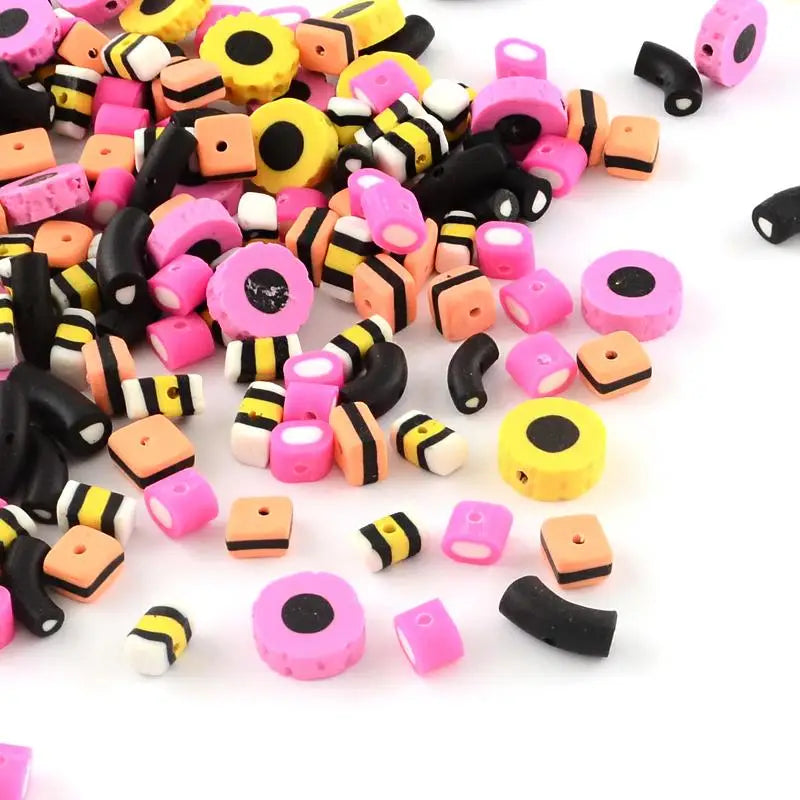 200pcs Mixed Shape Polymer Clay Beads, 7~14x7~12x4~6mm