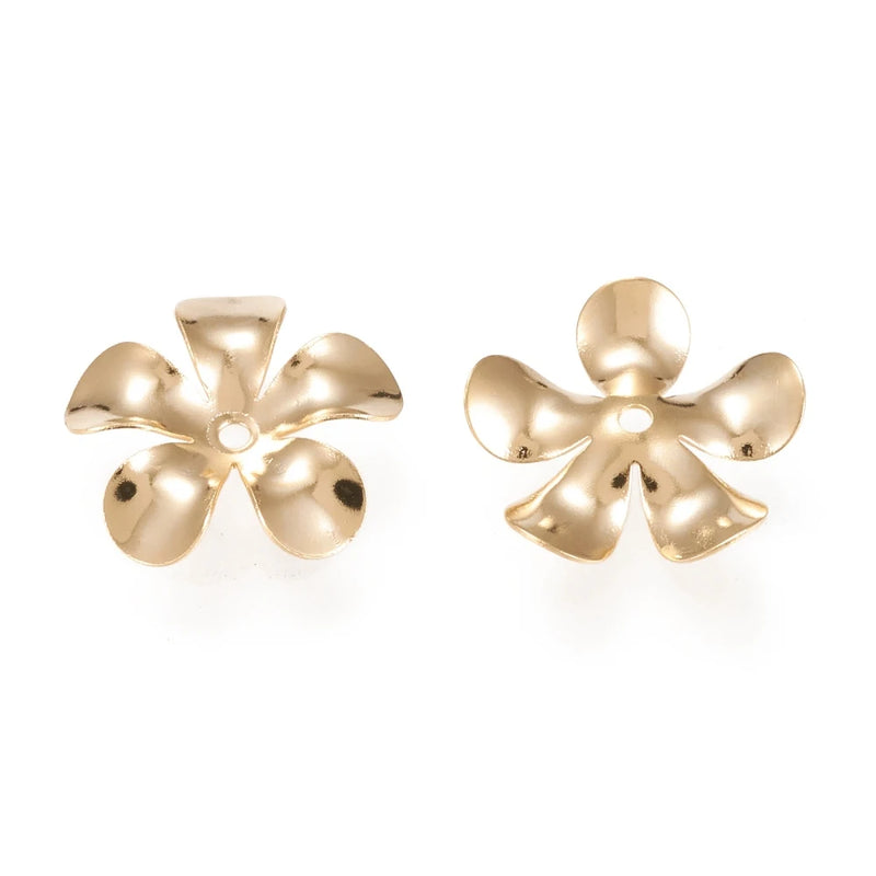 200pcs Multi-Petal Flower 304 Stainless Steel Bead Caps Jewelry Making Supplies