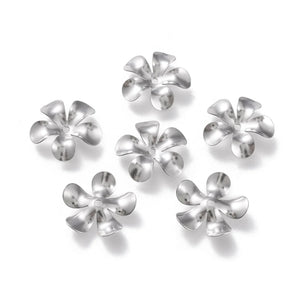 200pcs Multi-Petal Flower 304 Stainless Steel Bead Caps Jewelry Making Supplies