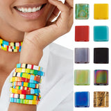 200pcs Multicolor 2-Hole Tila Beads Rectangle Czech Glass Seed Beads
