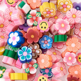 200pcs Mixed Flower Polymer Clay Cabochons for DIY Jewelry Making