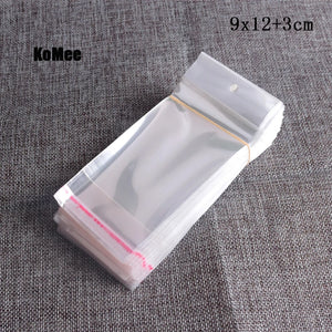 200pcs Clear Transparent OPP Bag 9x12+3cm Self Adhesive Seal Waterproof
