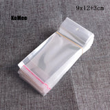 200pcs Clear Transparent OPP Bag 9x12+3cm Self Adhesive Seal Waterproof