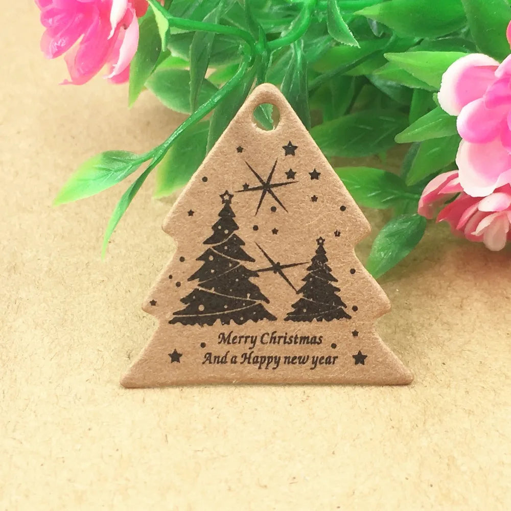 200pcs Merry Christmas Gift Tags + Strings DIY Gift Boxes