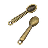 200pcs Antique Bronze 3D Spoon Charms 24x6mm