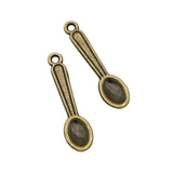 200pcs Antique Bronze 3D Spoon Charms 24x6mm