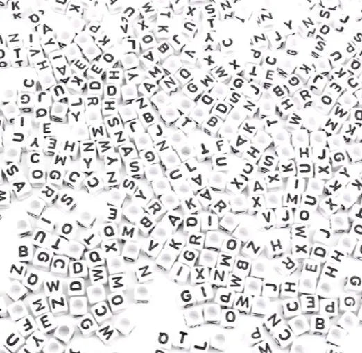 200pcs Mixed Letter Acrylic Beads 6mm Cube Spacer Alphabet Beads for DIY Jewelry