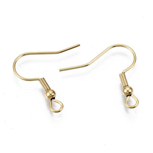 200pcs Stainless Steel Earring Hook Ear Wire Clasps for Jewelry Making 21x22mm