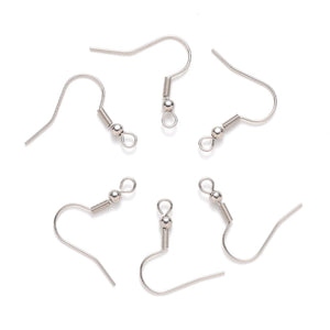 200pcs Stainless Steel Earring Hook Ear Wire Clasps for Jewelry Making 21x22mm