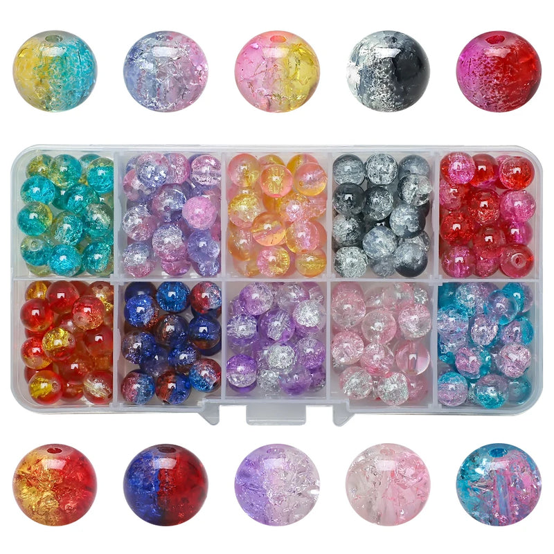 200pcs/box 8mm Lampwork Glass Round Beaded Crystal Spacer Beads
