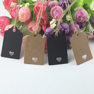 200pcs 3*5cm Paper Hanging Cards with Strings Square Hole Jewelry Display