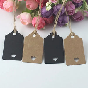 200pcs 3*5cm Paper Hanging Cards with Strings Square Hole Jewelry Display