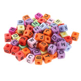 200pcs 10*10mm Colorful Cube Acrylic Alphabet Beads Initial Charms for Bracelets